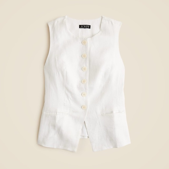 J.CREW White Cutaway vest top in 100% linen Size 14 - Picture 4 of 4